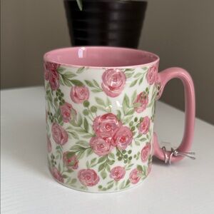 Spring Floral Pink rose Ceramic Mug NWT